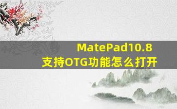 MatePad10.8支持OTG功能怎么打开