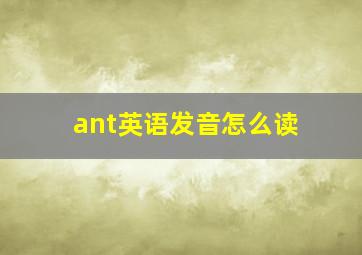 ant英语发音怎么读