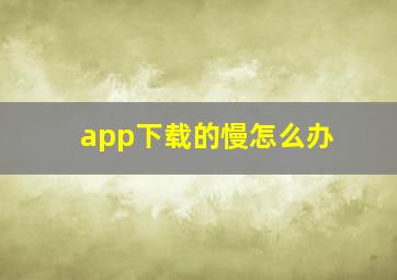 app下载的慢怎么办