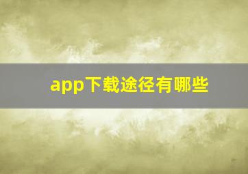 app下载途径有哪些