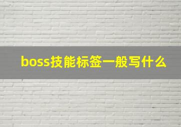 boss技能标签一般写什么