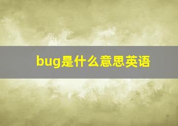 bug是什么意思英语