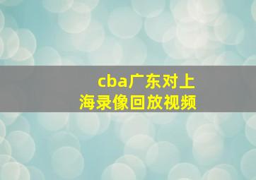 cba广东对上海录像回放视频