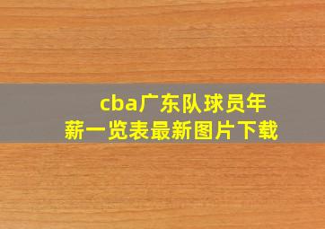 cba广东队球员年薪一览表最新图片下载