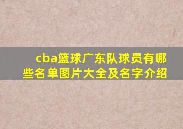 cba篮球广东队球员有哪些名单图片大全及名字介绍