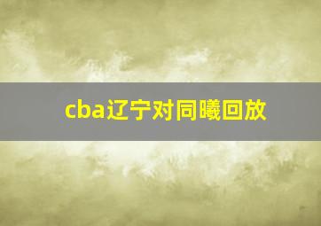 cba辽宁对同曦回放