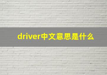 driver中文意思是什么