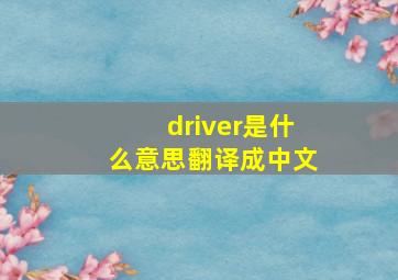 driver是什么意思翻译成中文