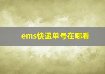 ems快递单号在哪看