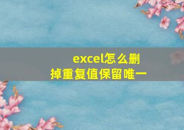 excel怎么删掉重复值保留唯一