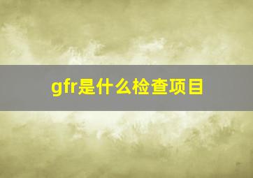 gfr是什么检查项目