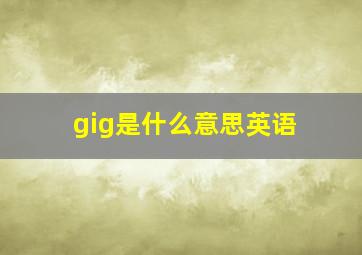 gig是什么意思英语