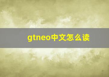 gtneo中文怎么读