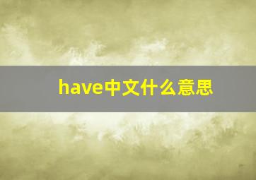 have中文什么意思