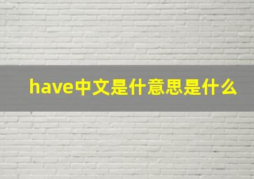 have中文是什意思是什么