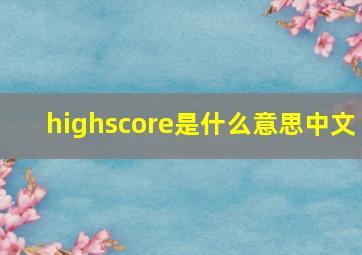 highscore是什么意思中文