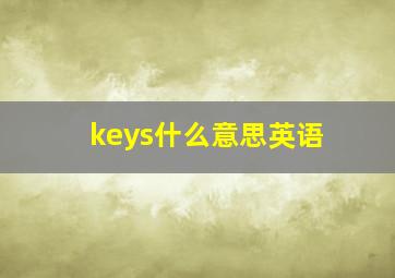 keys什么意思英语