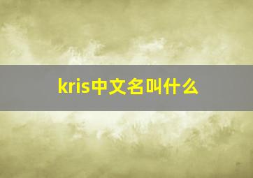 kris中文名叫什么