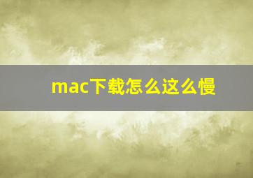 mac下载怎么这么慢