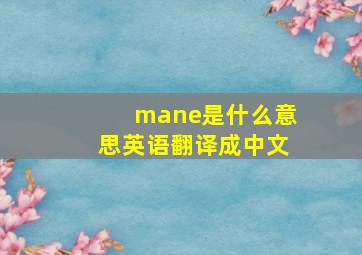 mane是什么意思英语翻译成中文