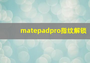 matepadpro指纹解锁