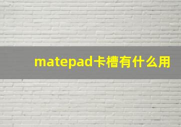 matepad卡槽有什么用