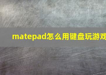 matepad怎么用键盘玩游戏