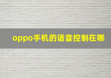 oppo手机的语音控制在哪