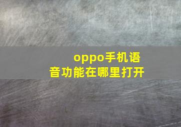 oppo手机语音功能在哪里打开