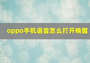 oppo手机语音怎么打开唤醒