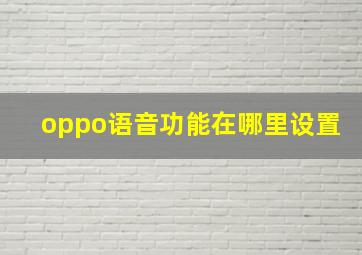 oppo语音功能在哪里设置