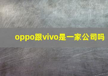 oppo跟vivo是一家公司吗