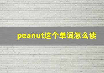 peanut这个单词怎么读