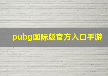 pubg国际版官方入口手游