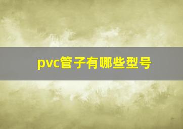 pvc管子有哪些型号