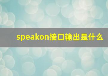 speakon接口输出是什么