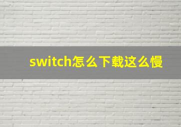 switch怎么下载这么慢