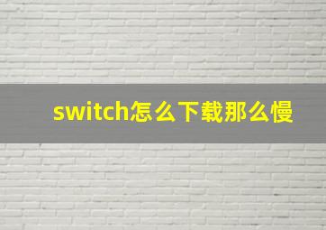 switch怎么下载那么慢