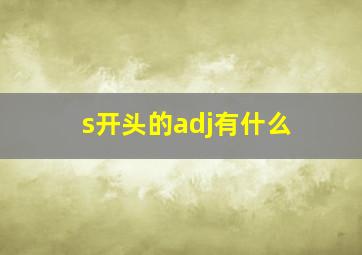 s开头的adj有什么