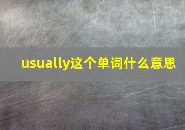 usually这个单词什么意思