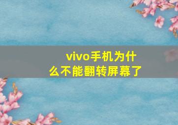 vivo手机为什么不能翻转屏幕了