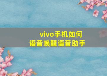 vivo手机如何语音唤醒语音助手