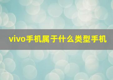 vivo手机属于什么类型手机