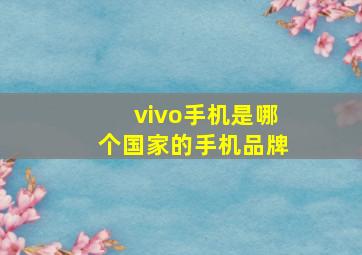 vivo手机是哪个国家的手机品牌