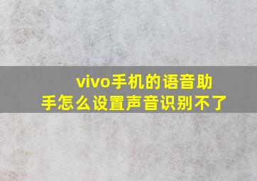 vivo手机的语音助手怎么设置声音识别不了