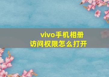 vivo手机相册访问权限怎么打开