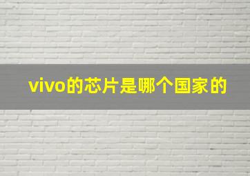 vivo的芯片是哪个国家的