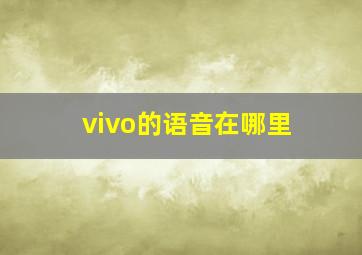 vivo的语音在哪里