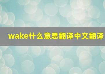 wake什么意思翻译中文翻译