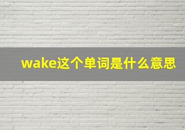 wake这个单词是什么意思